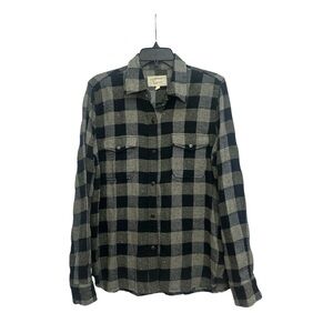 Current Elliott The Perfect Shirt In Charcoal Plaid Flannel Size 3 / Large